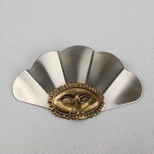 Vintage Silver & Gold Tone Mask Brooch